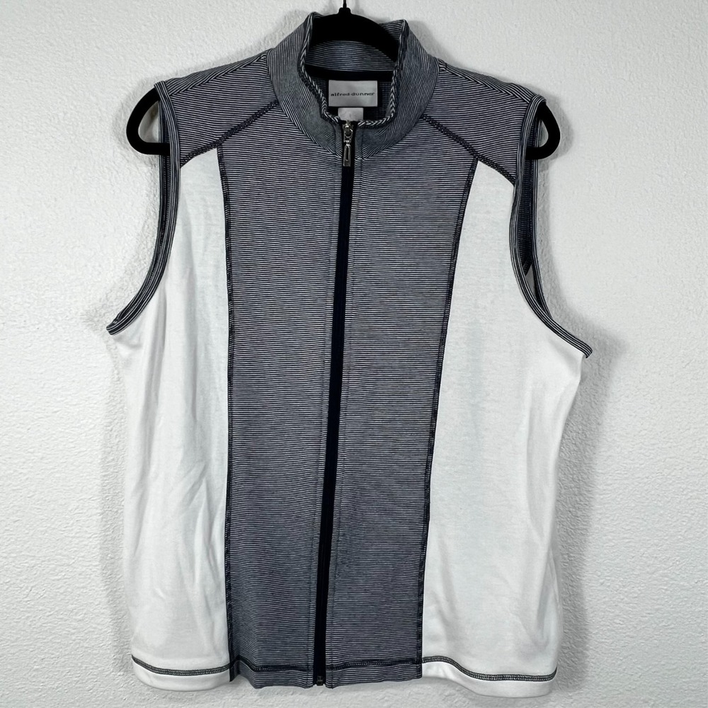 Alfred Dunner Vest S Navy‎ White Striped Colorblock Nautical Grandmacore